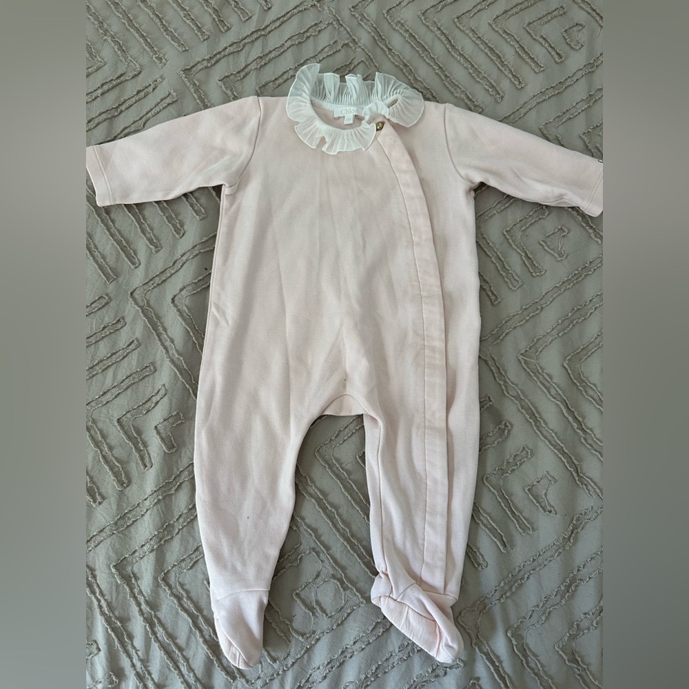 Pink Ruffled Chloe sleeper One Piece